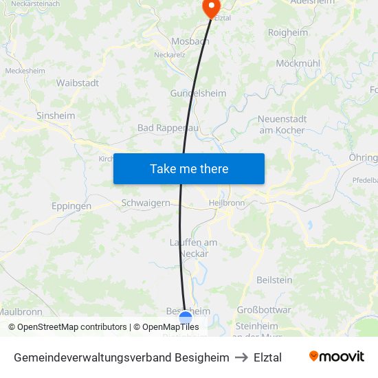 Gemeindeverwaltungsverband Besigheim to Elztal map