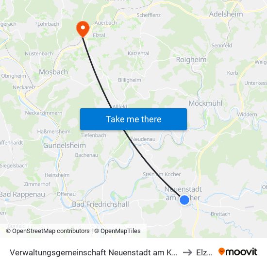 Verwaltungsgemeinschaft Neuenstadt am Kocher to Elztal map