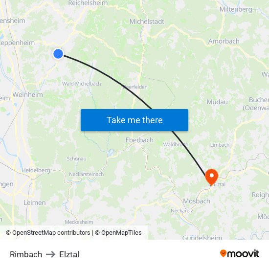 Rimbach to Elztal map