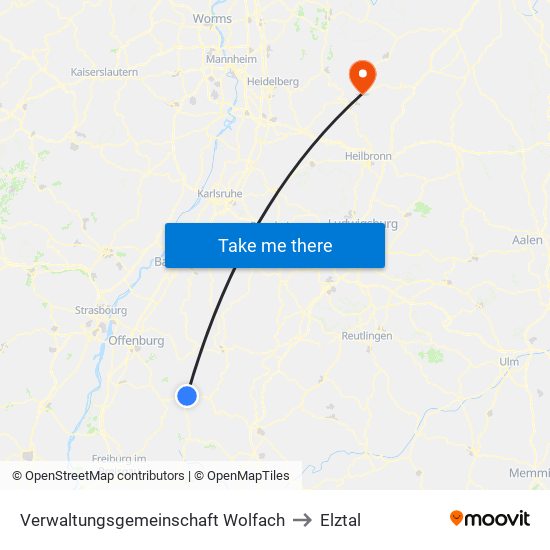 Verwaltungsgemeinschaft Wolfach to Elztal map