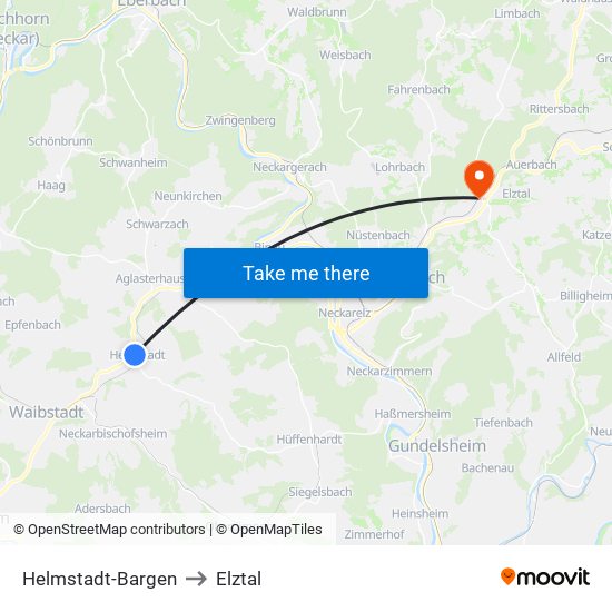 Helmstadt-Bargen to Elztal map