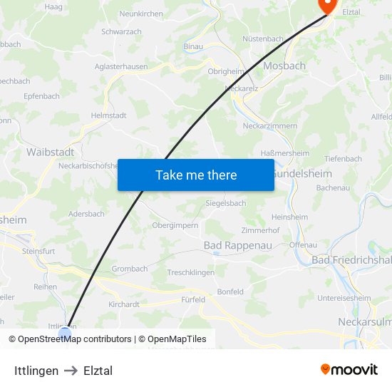 Ittlingen to Elztal map