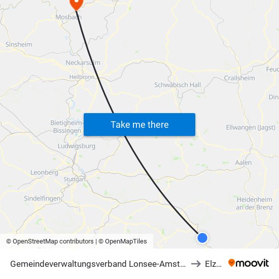 Gemeindeverwaltungsverband Lonsee-Amstetten to Elztal map