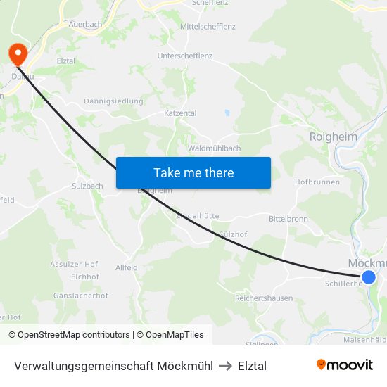 Verwaltungsgemeinschaft Möckmühl to Elztal map