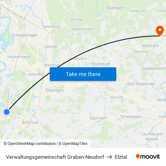 Verwaltungsgemeinschaft Graben-Neudorf to Elztal map