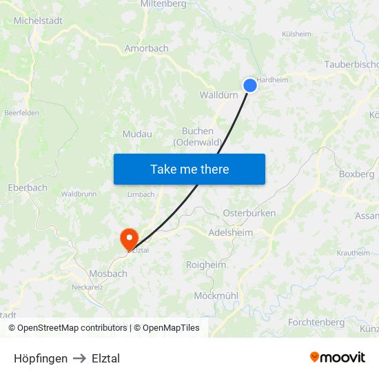 Höpfingen to Elztal map
