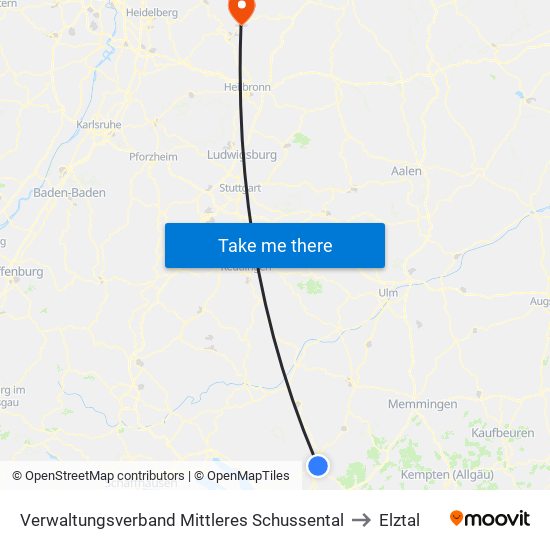 Verwaltungsverband Mittleres Schussental to Elztal map