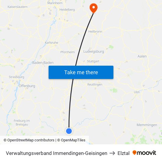 Verwaltungsverband Immendingen-Geisingen to Elztal map