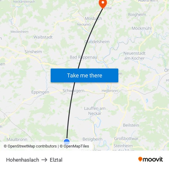 Hohenhaslach to Elztal map