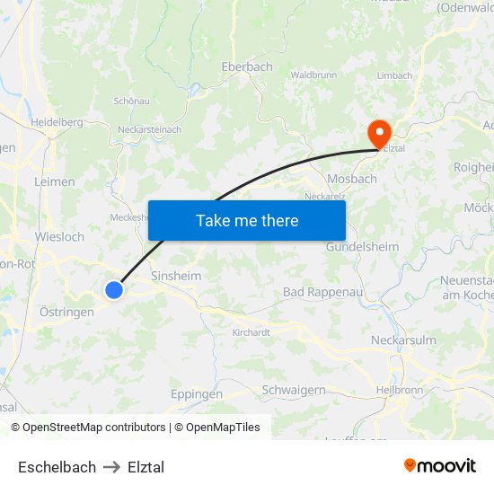 Eschelbach to Elztal map