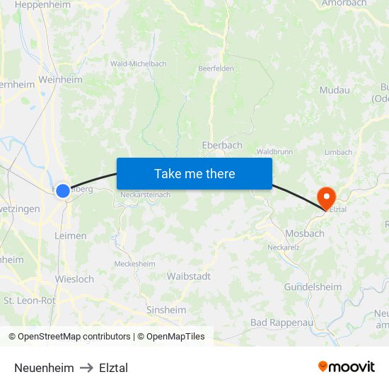 Neuenheim to Elztal map