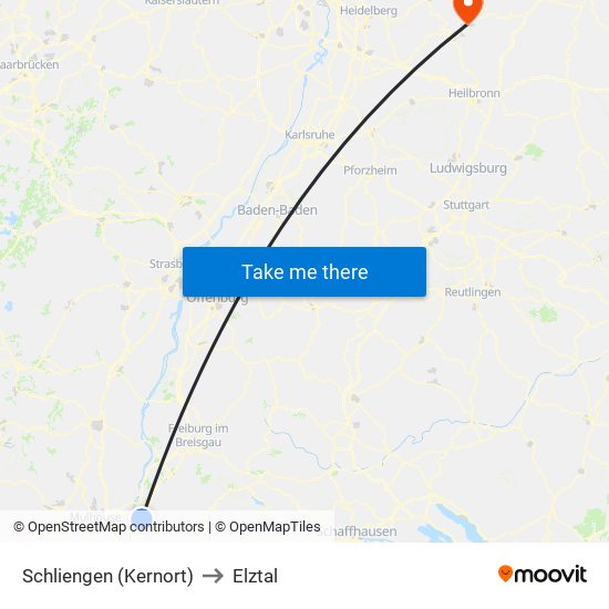 Schliengen (Kernort) to Elztal map