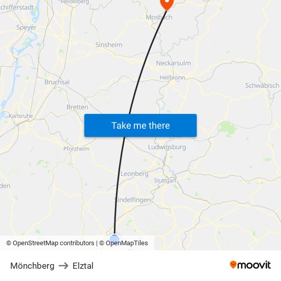 Mönchberg to Elztal map