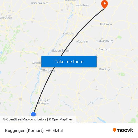 Buggingen (Kernort) to Elztal map