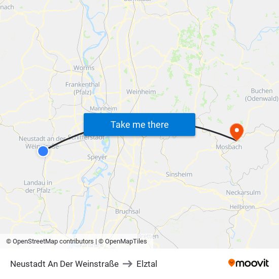 Neustadt An Der Weinstraße to Elztal map