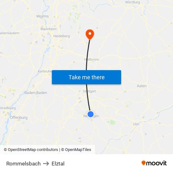 Rommelsbach to Elztal map