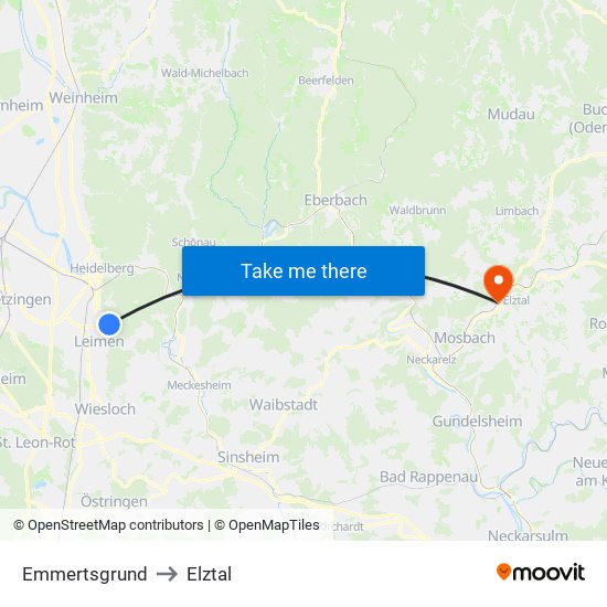 Emmertsgrund to Elztal map