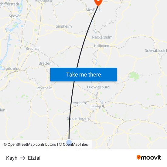 Kayh to Elztal map