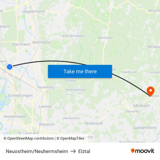 Neuostheim/Neuhermsheim to Elztal map