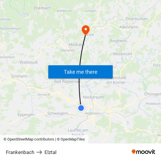 Frankenbach to Elztal map