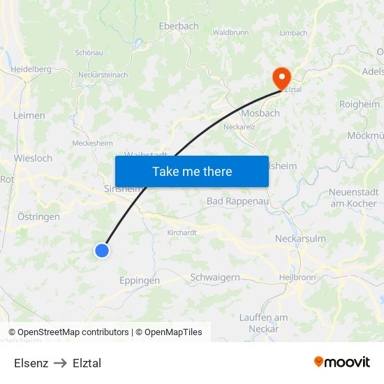 Elsenz to Elztal map
