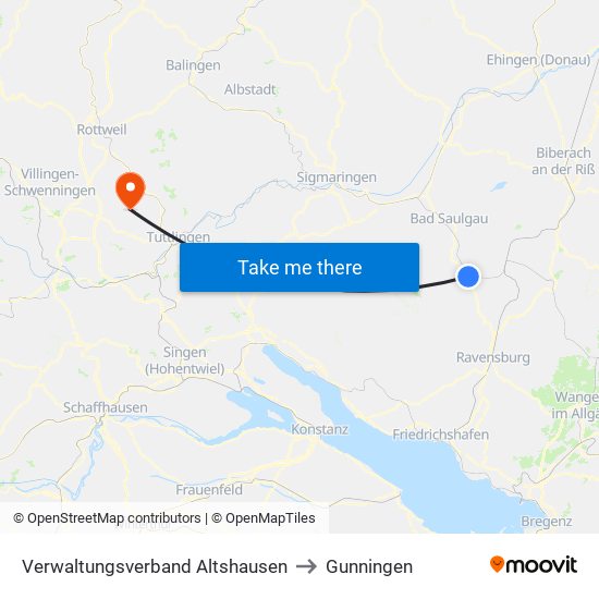 Verwaltungsverband Altshausen to Gunningen map