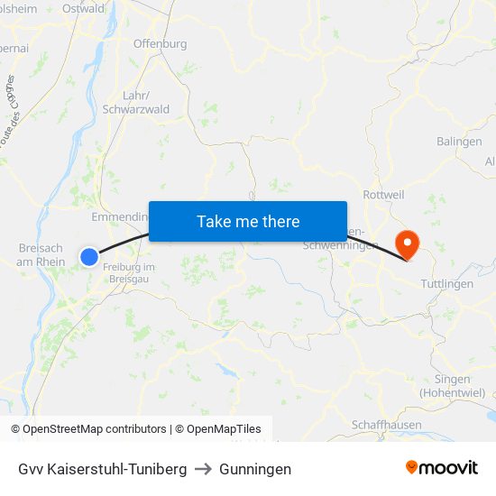 Gvv Kaiserstuhl-Tuniberg to Gunningen map