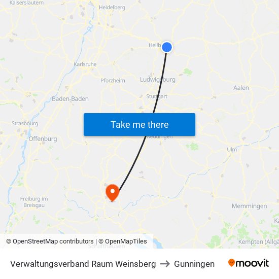 Verwaltungsverband Raum Weinsberg to Gunningen map