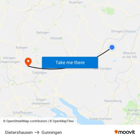 Dietershausen to Gunningen map