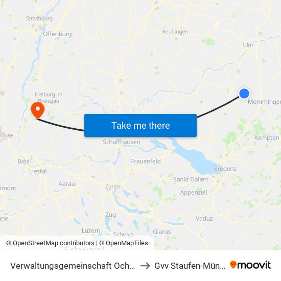 Verwaltungsgemeinschaft Ochsenhausen to Gvv Staufen-Münstertal map