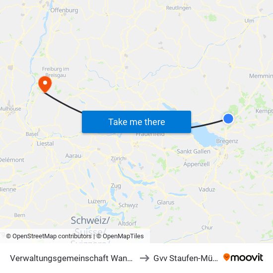 Verwaltungsgemeinschaft Wangen Im Allgäu to Gvv Staufen-Münstertal map