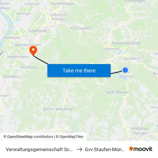 Verwaltungsgemeinschaft Schluchsee to Gvv Staufen-Münstertal map