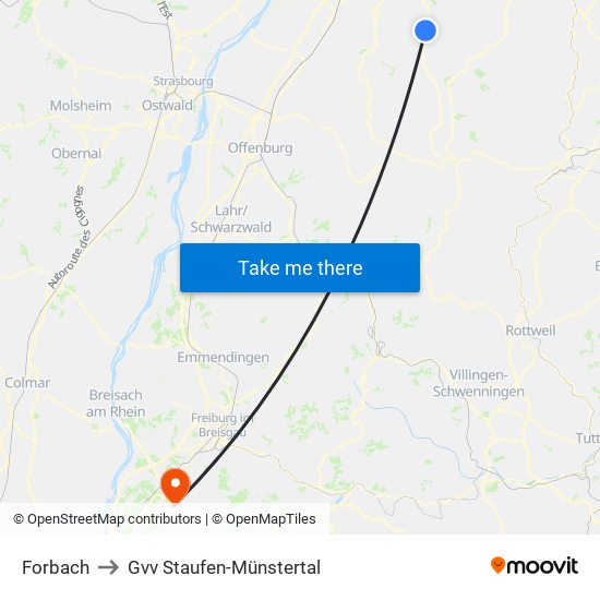 Forbach to Gvv Staufen-Münstertal map