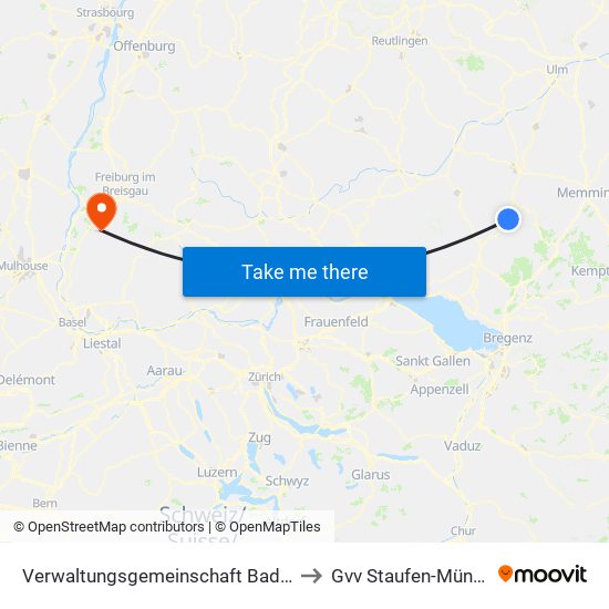 Verwaltungsgemeinschaft Bad Waldsee to Gvv Staufen-Münstertal map