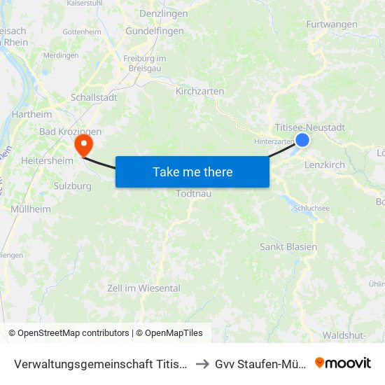 Verwaltungsgemeinschaft Titisee-Neustadt to Gvv Staufen-Münstertal map