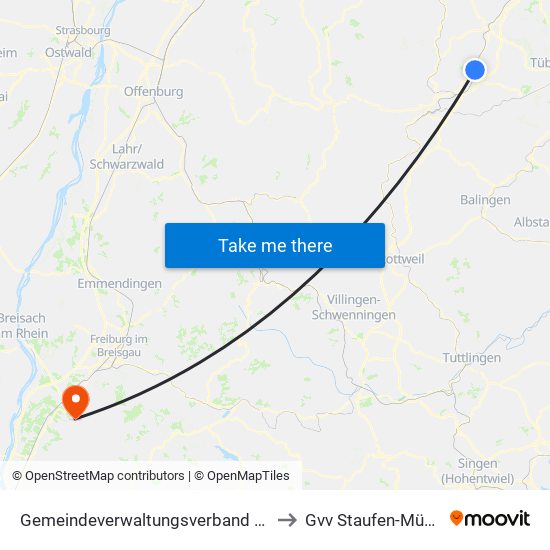 Gemeindeverwaltungsverband Oberes Gäu to Gvv Staufen-Münstertal map