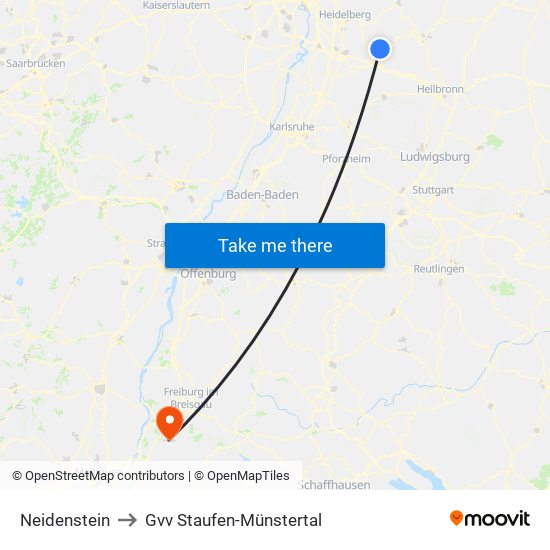 Neidenstein to Gvv Staufen-Münstertal map