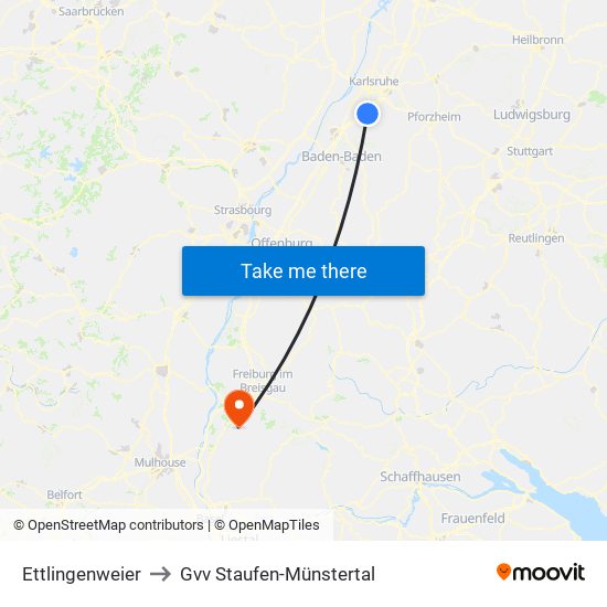 Ettlingenweier to Gvv Staufen-Münstertal map