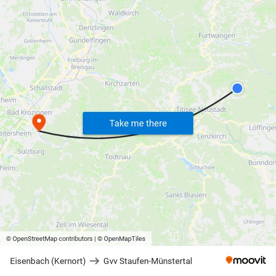 Eisenbach (Kernort) to Gvv Staufen-Münstertal map