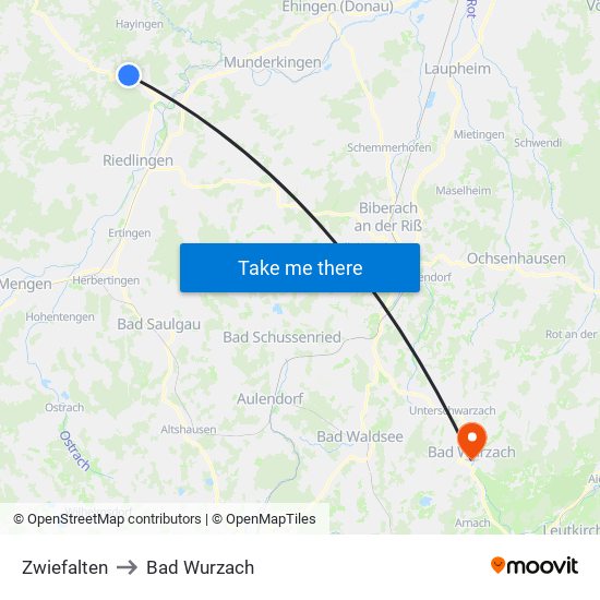 Zwiefalten to Bad Wurzach map