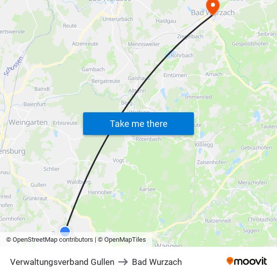 Verwaltungsverband Gullen to Bad Wurzach map