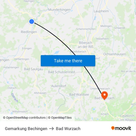 Gemarkung Bechingen to Bad Wurzach map