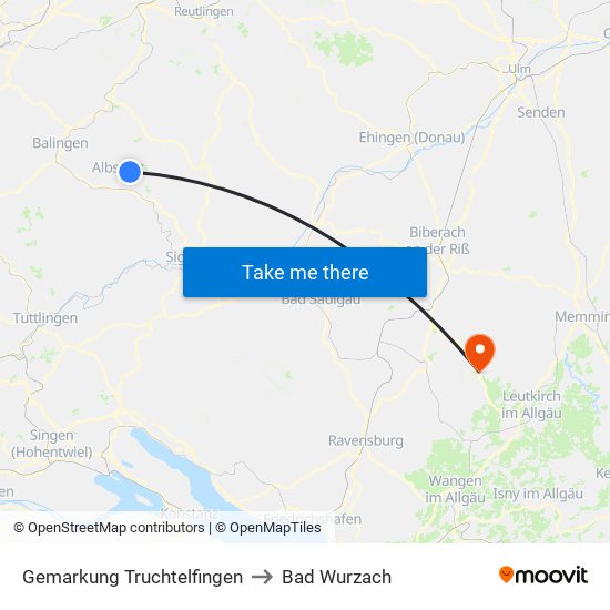 Gemarkung Truchtelfingen to Bad Wurzach map