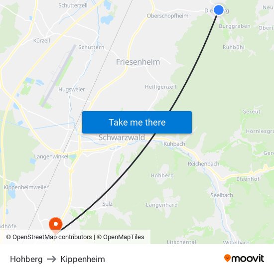 Hohberg to Kippenheim map