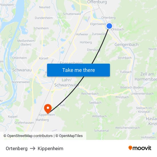 Ortenberg to Kippenheim map