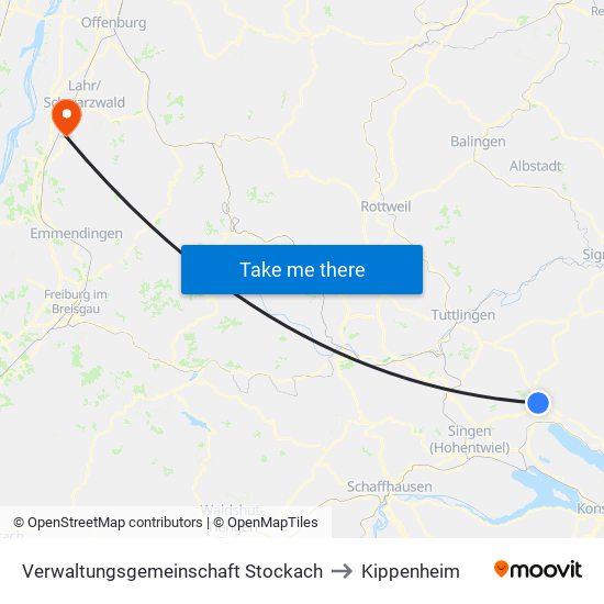 Verwaltungsgemeinschaft Stockach to Kippenheim map