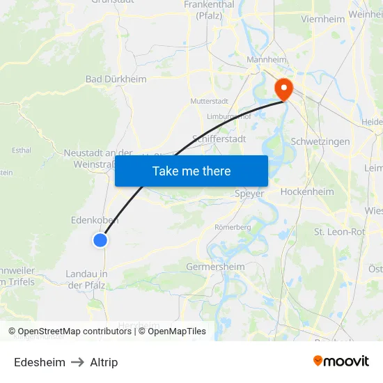 Edesheim to Altrip map