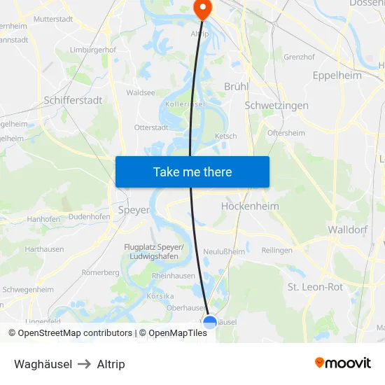 Waghäusel to Altrip map