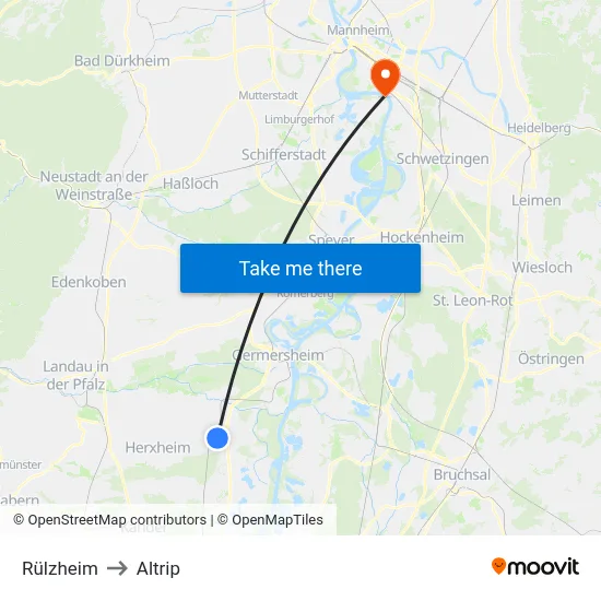 Rülzheim to Altrip map