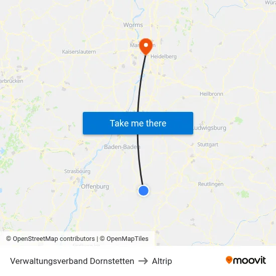 Verwaltungsverband Dornstetten to Altrip map